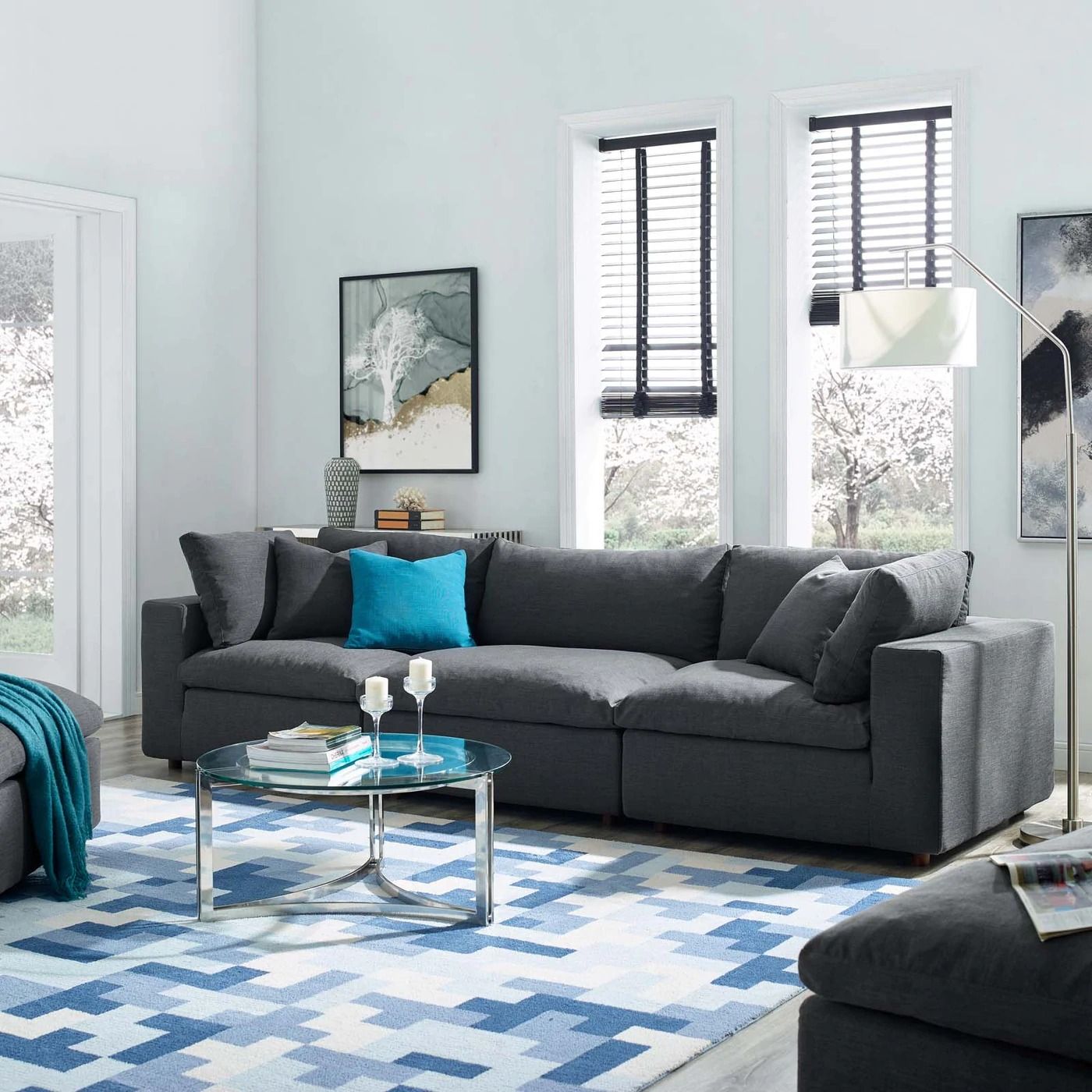 Moxi 3 Piece Sectional Sofa Set Black thumbnail 2