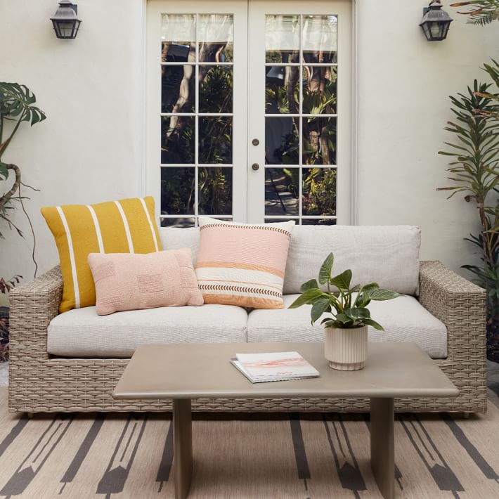 Variegated Block Stripe Indoor Outdoor Pillow With Insert-20"X20" thumbnail 2
