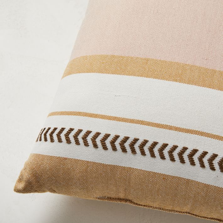 Variegated Block Stripe Indoor Outdoor Pillow With Insert-20"X20" thumbnail 3