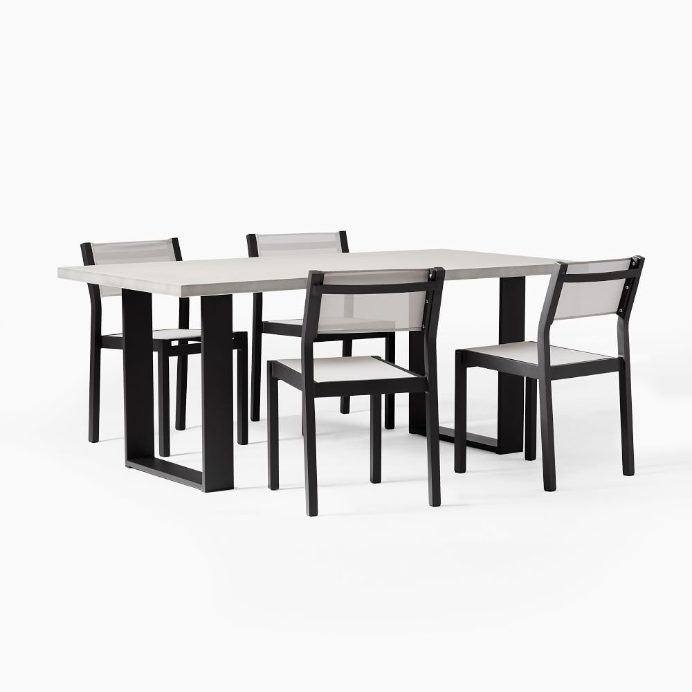 Concrete Outdoor 72" Dining Table & Portside Aluminum Textilene Dining Chair Set thumbnail 3