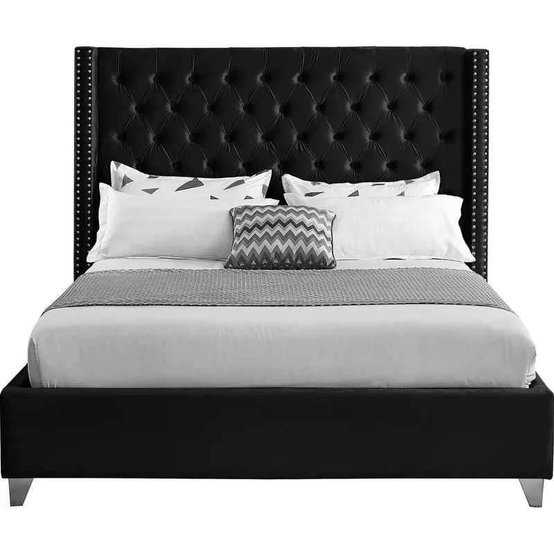 Jennie Solid Wood Tufted Upholstered Low Profile Platform Bed-King thumbnail 3