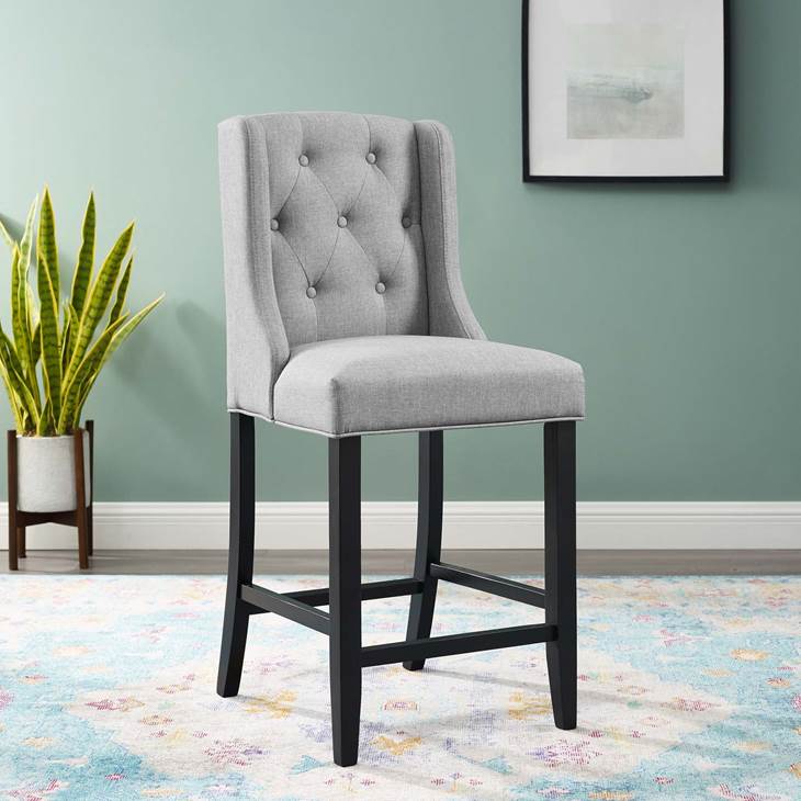 Troban Upholstered Fabric Counter Stool - Light Gray thumbnail 3
