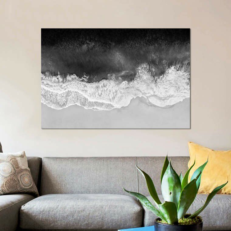 Waves in Black and White Graphic Art Print Unframe-60"x40" thumbnail 2