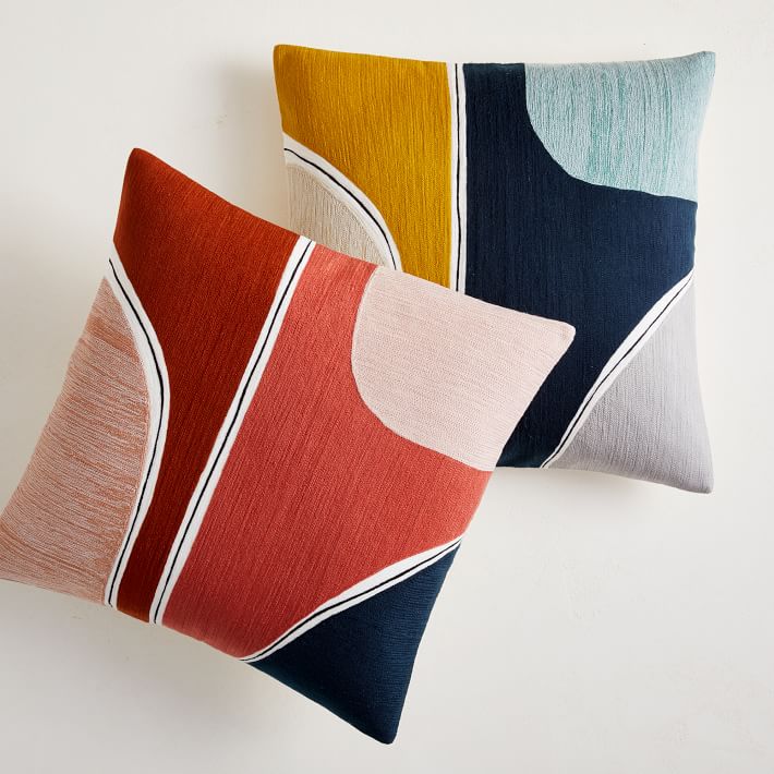 Crewel Outlined Shapes Pillow Cover thumbnail 2