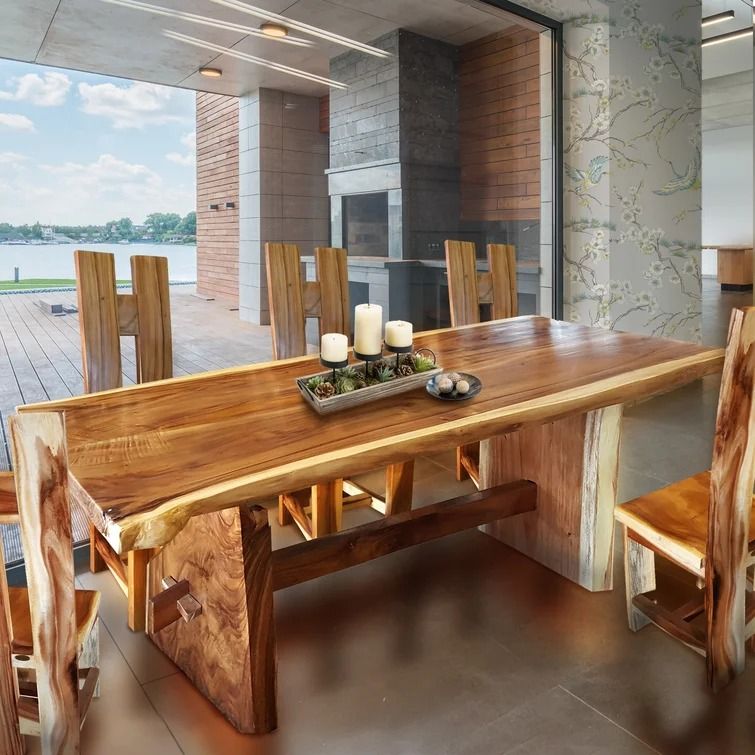 Lonegan Suar Solid Wood Trestle Dining Table thumbnail 2