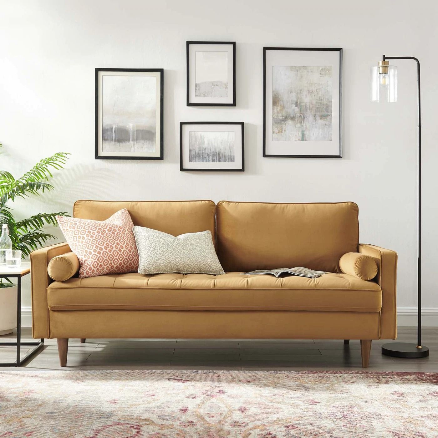 Alvour Performance Velvet Sofa - Cognac thumbnail 2