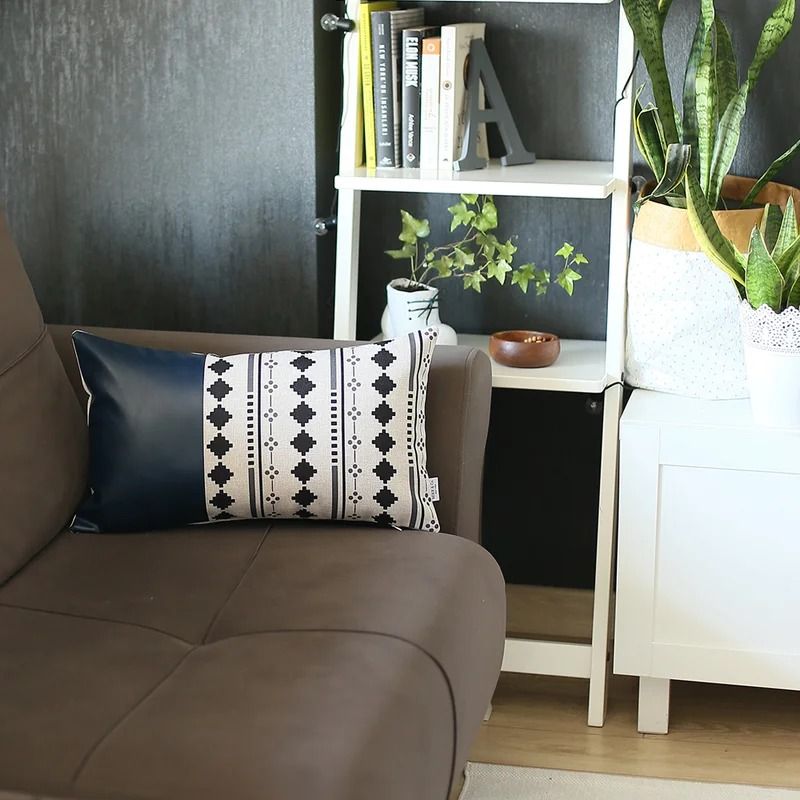 Leer Decorative Geometric Pillow Cover navy thumbnail 2
