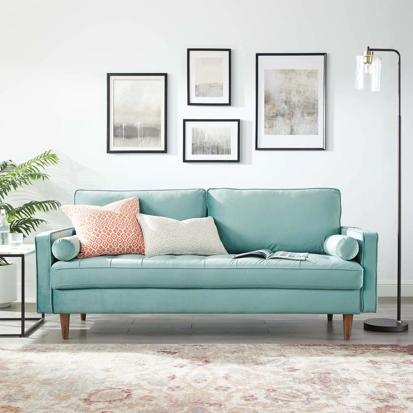Alvour Performance Velvet Sofa - Mint thumbnail 2