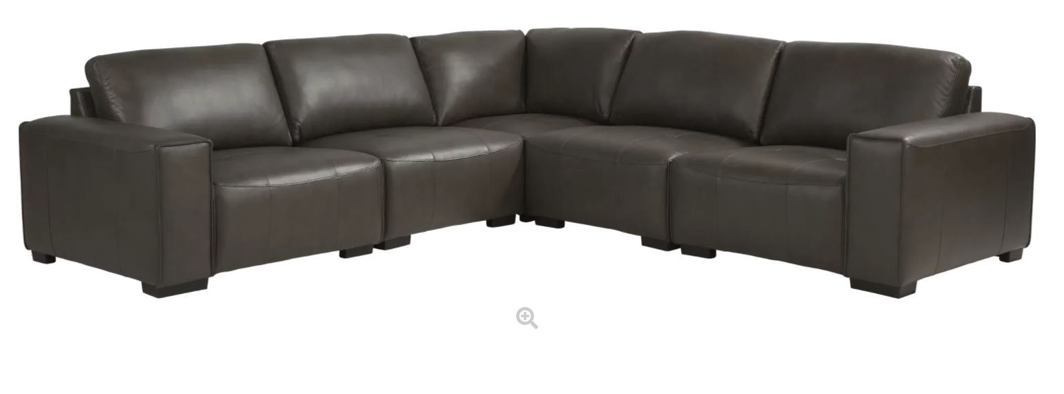 Cassano Dark Gray Leather 5 Pc Sectional thumbnail 3