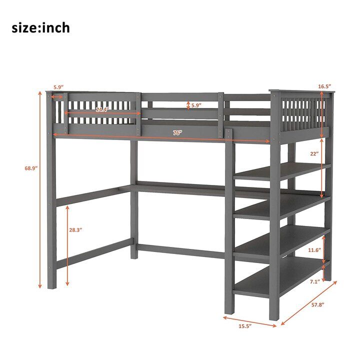 Flannagan Loft Bed with Built-in-Desk by Harriet Bee thumbnail 4