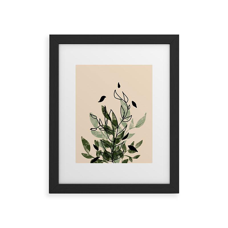 GREEN AND BLACK LEAVES ART PRINT  thumbnail 2
