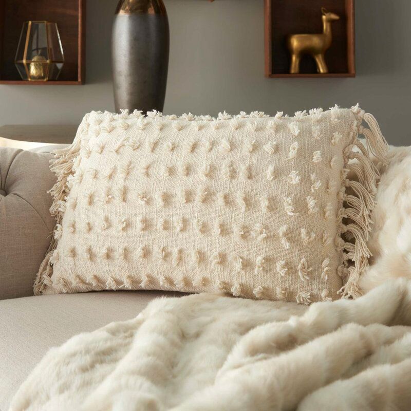 Coraline Textured Cotton Lumbar Pillow With Insert-20"x14" thumbnail 2