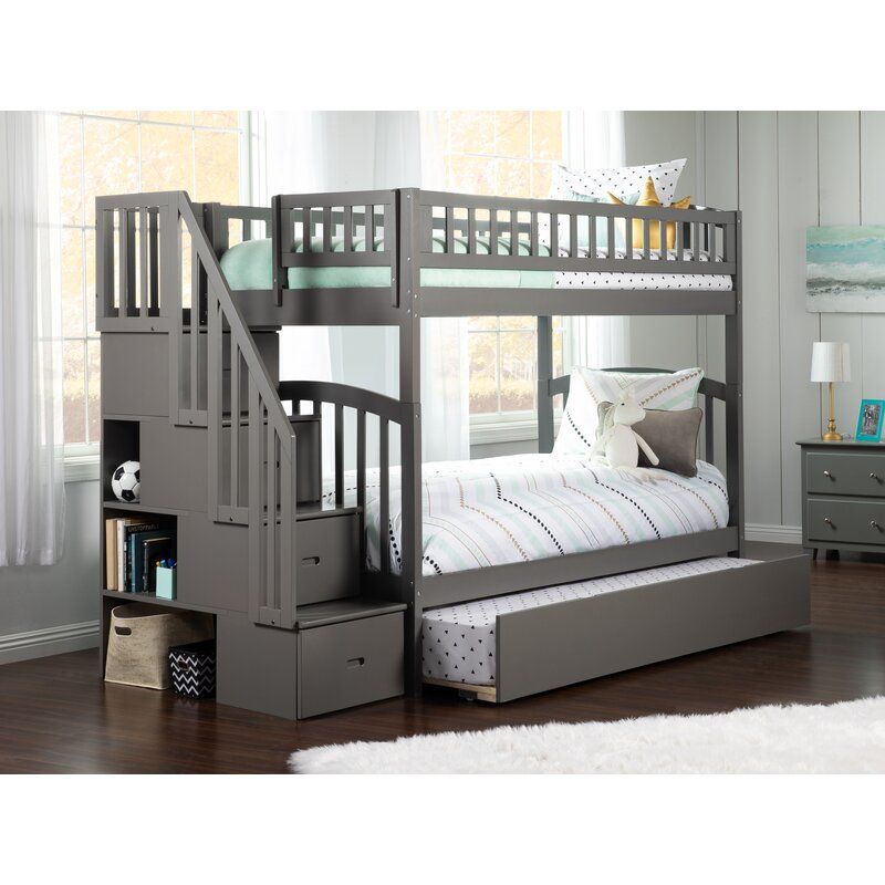 Salem Staircase Twin Over Twin Bunk Bed with Trundle thumbnail 2