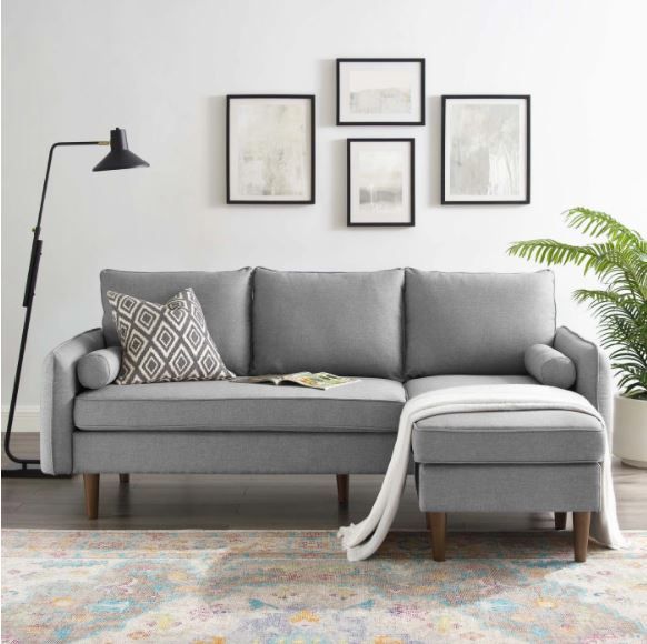 Evie Right Facing Sectional Sofa - Light Gray thumbnail 2