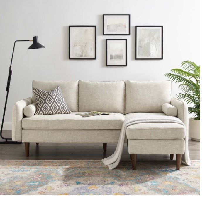 Evie Right Facing Sectional Sofa - Beige thumbnail 2
