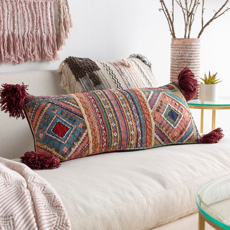 Camryn Cotton Lumbar Pillow No Insert-30"x12" thumbnail 2