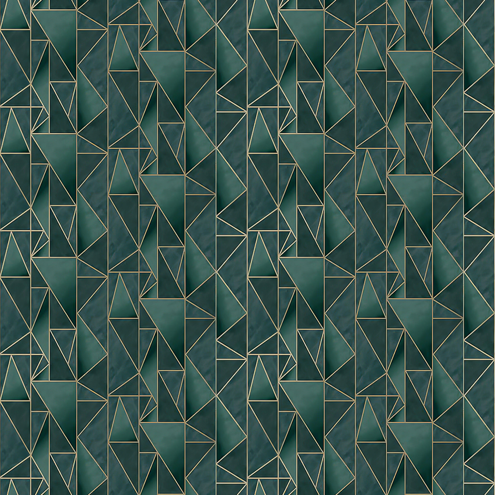 Bohemian Metallic Triangles Wallpaper in Green thumbnail 4
