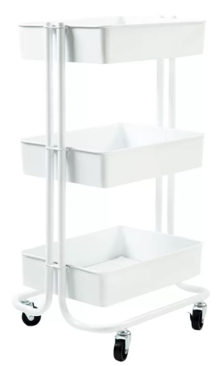 3 tier Rolling Steel Utility Cart with Wheels thumbnail 2