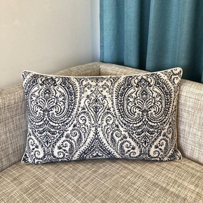 Navy Neasa Rectangular Pillow Cover With Insert-26"x16" thumbnail 2