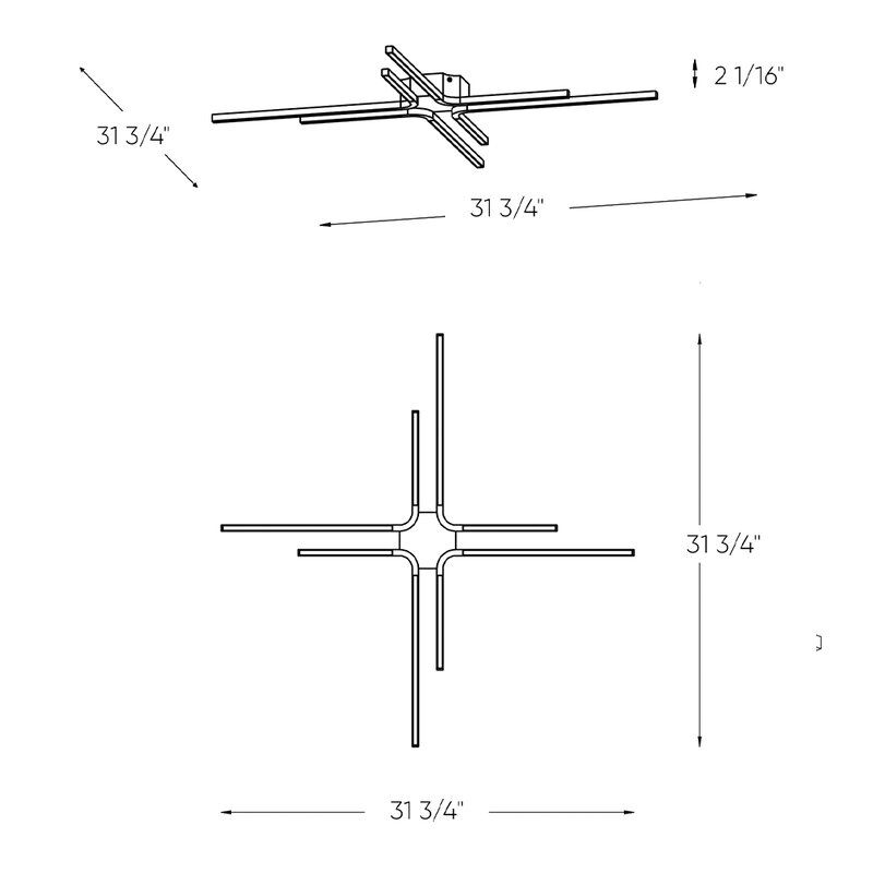 Perryton Light Sputnik Modern Linear LED Flush mount thumbnail 2