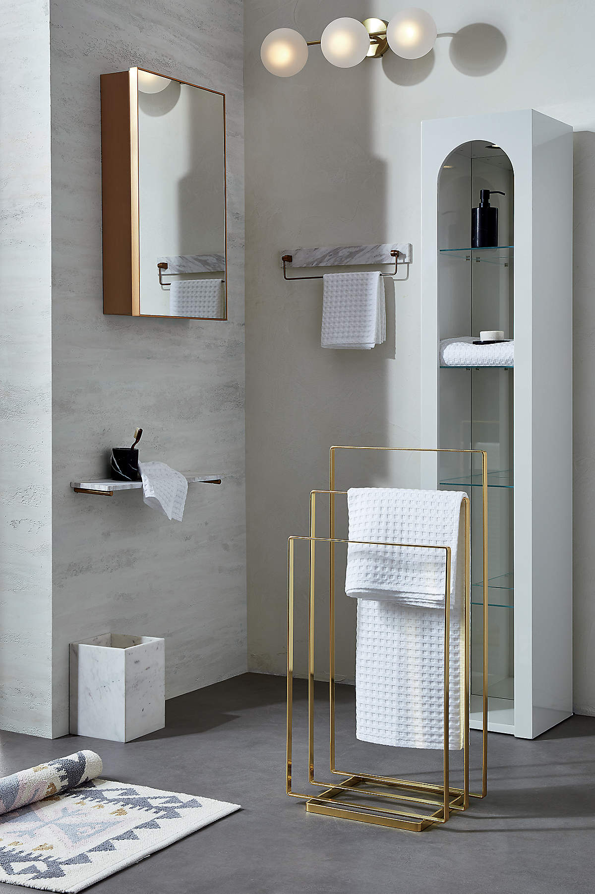White Marble Wastebasket thumbnail 3