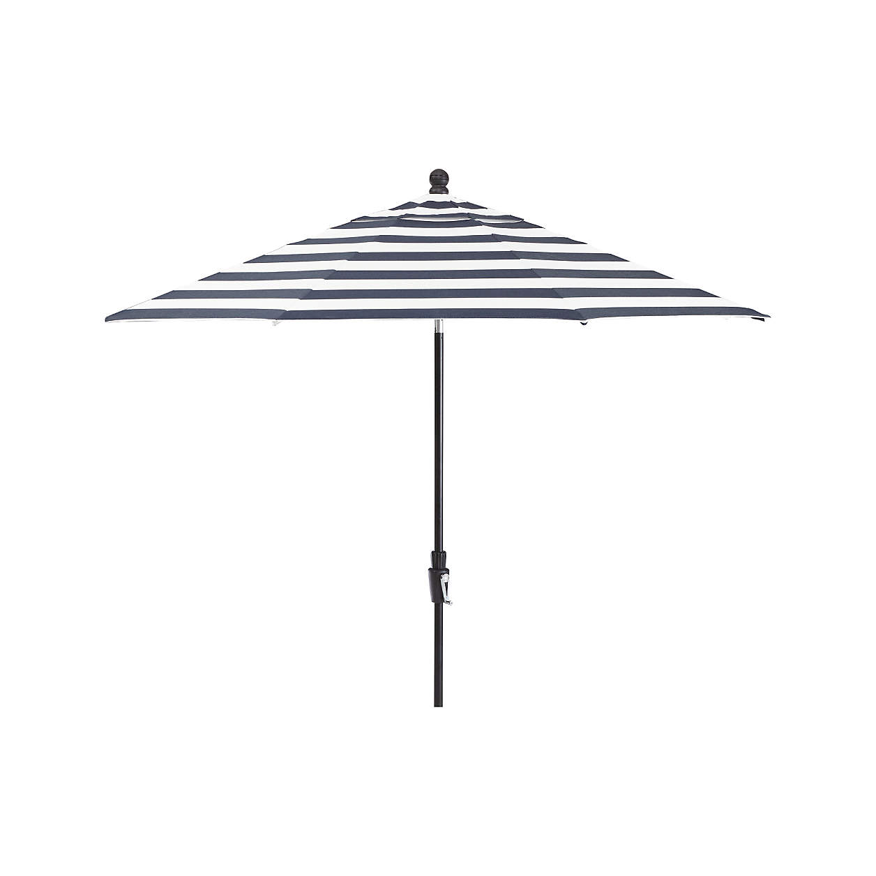 Round Sunbrella Cabana Stripe Navy Patio Umbrella with Tilt Black Frame thumbnail 4