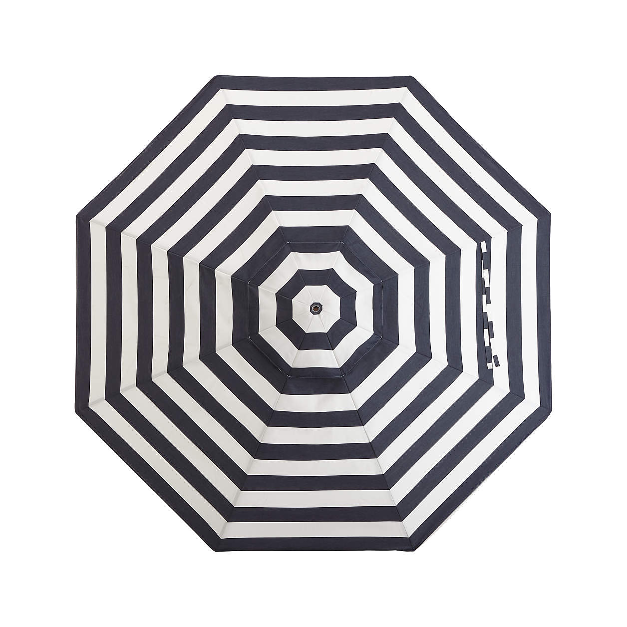 Round Sunbrella Cabana Stripe Navy Patio Umbrella with Tilt Black Frame thumbnail 6