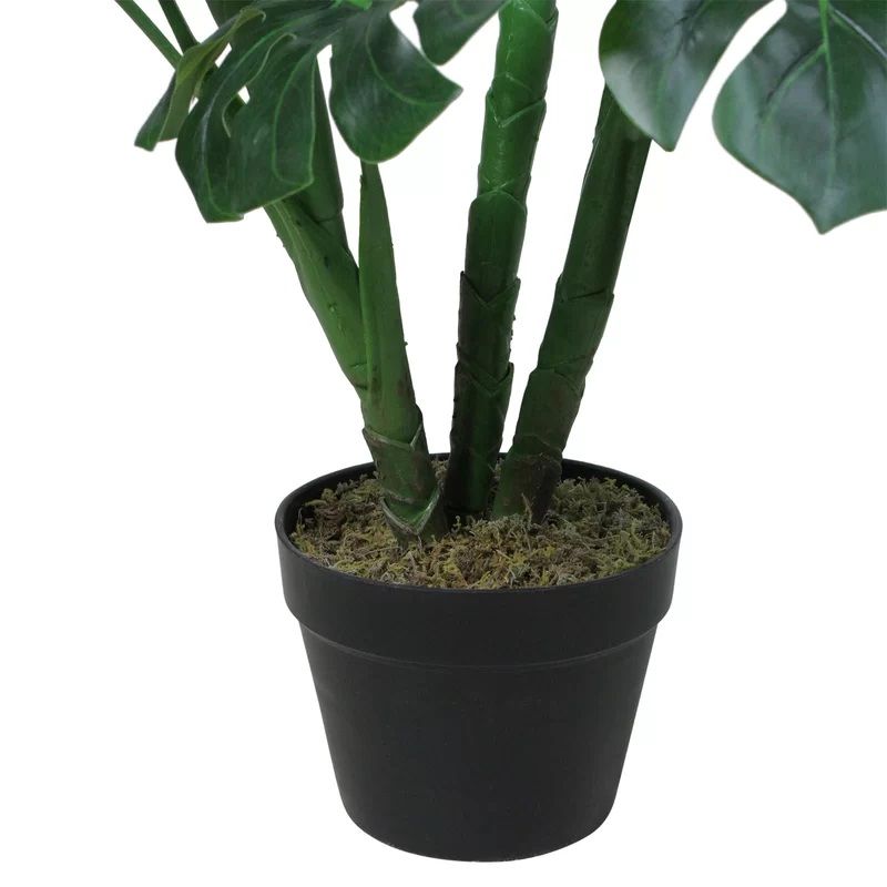 Potted Green Artificial Monstera Plant thumbnail 2