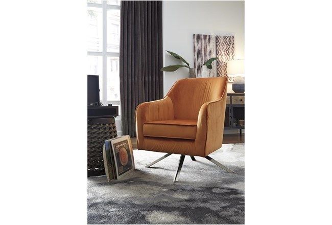 Orange Swivel Accent Chair thumbnail 4