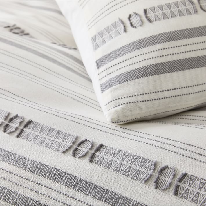 Organic Jacquard Stripe Duvet Cover thumbnail 3