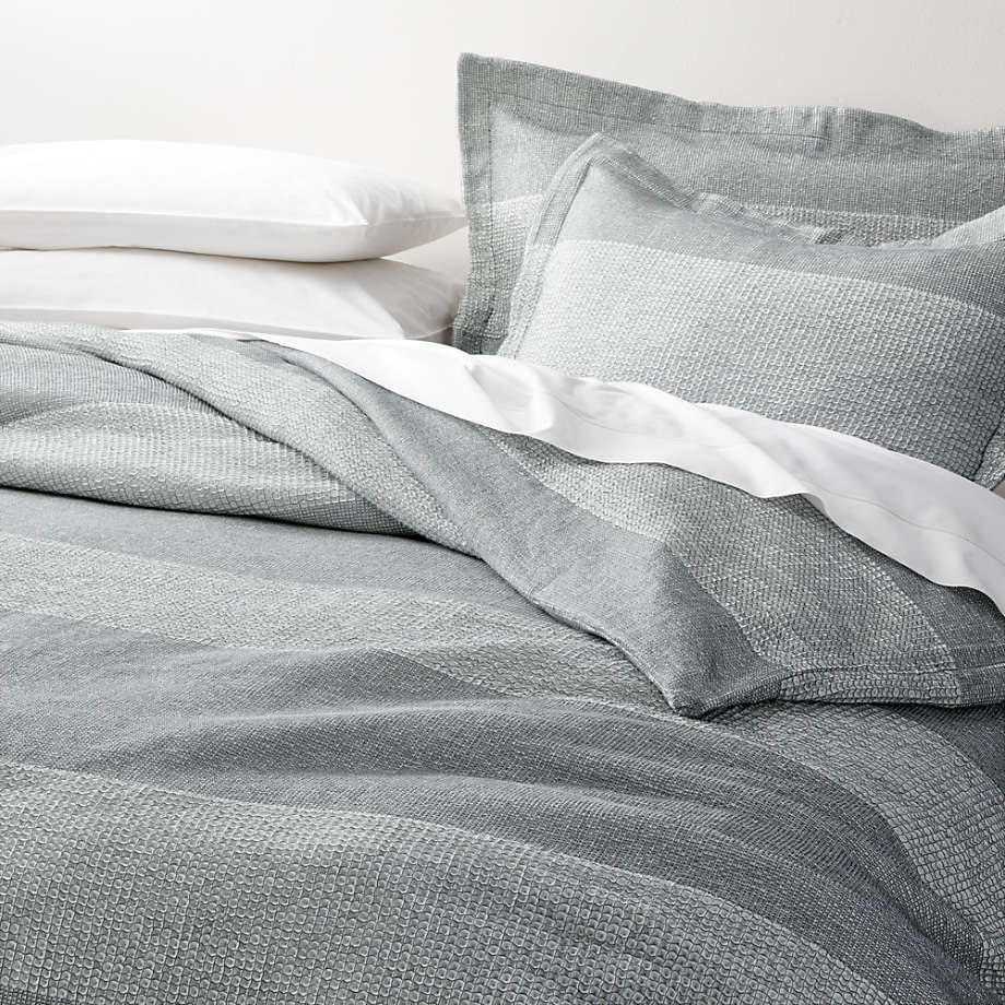 Kiyomi Full Queen Grey Striped Duvet Cover thumbnail 2