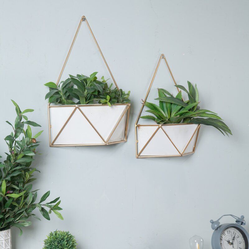 White Alsup Piece Iron Wall Planter Large thumbnail 2