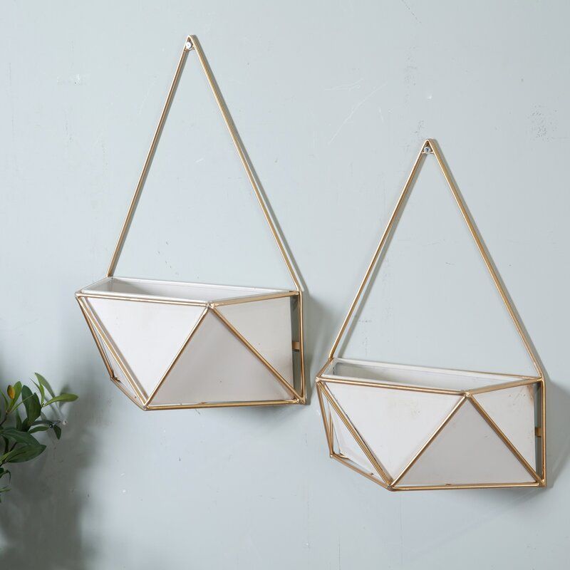 White Alsup Piece Iron Wall Planter Large thumbnail 3