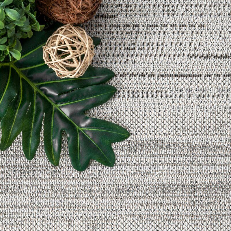 Machiasport Striped Gray Indoor Outdoor Area Rug-6'.7"x9' thumbnail 2