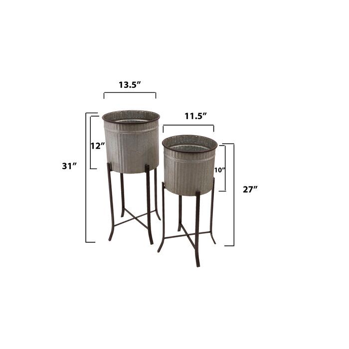 Wyat 2Piece Metal Pot Planter Set thumbnail 3