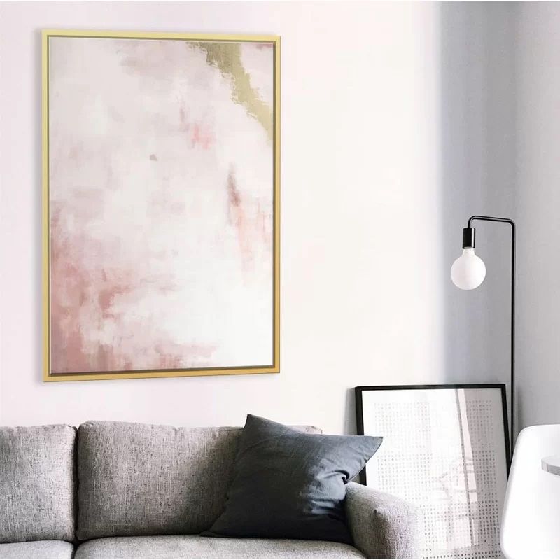 Blush Field Gold Streak Floater Frame Print on Canvas thumbnail 2