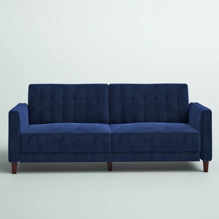 Imani Velvet Wide Square Arm Convertible Sofa thumbnail 3