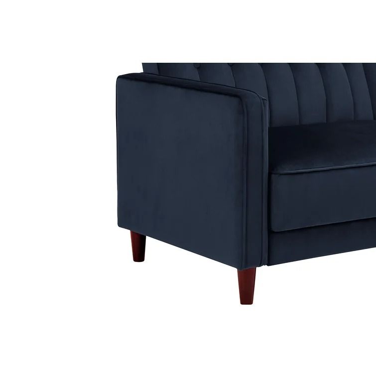 Imani Velvet Wide Square Arm Convertible Sofa thumbnail 5