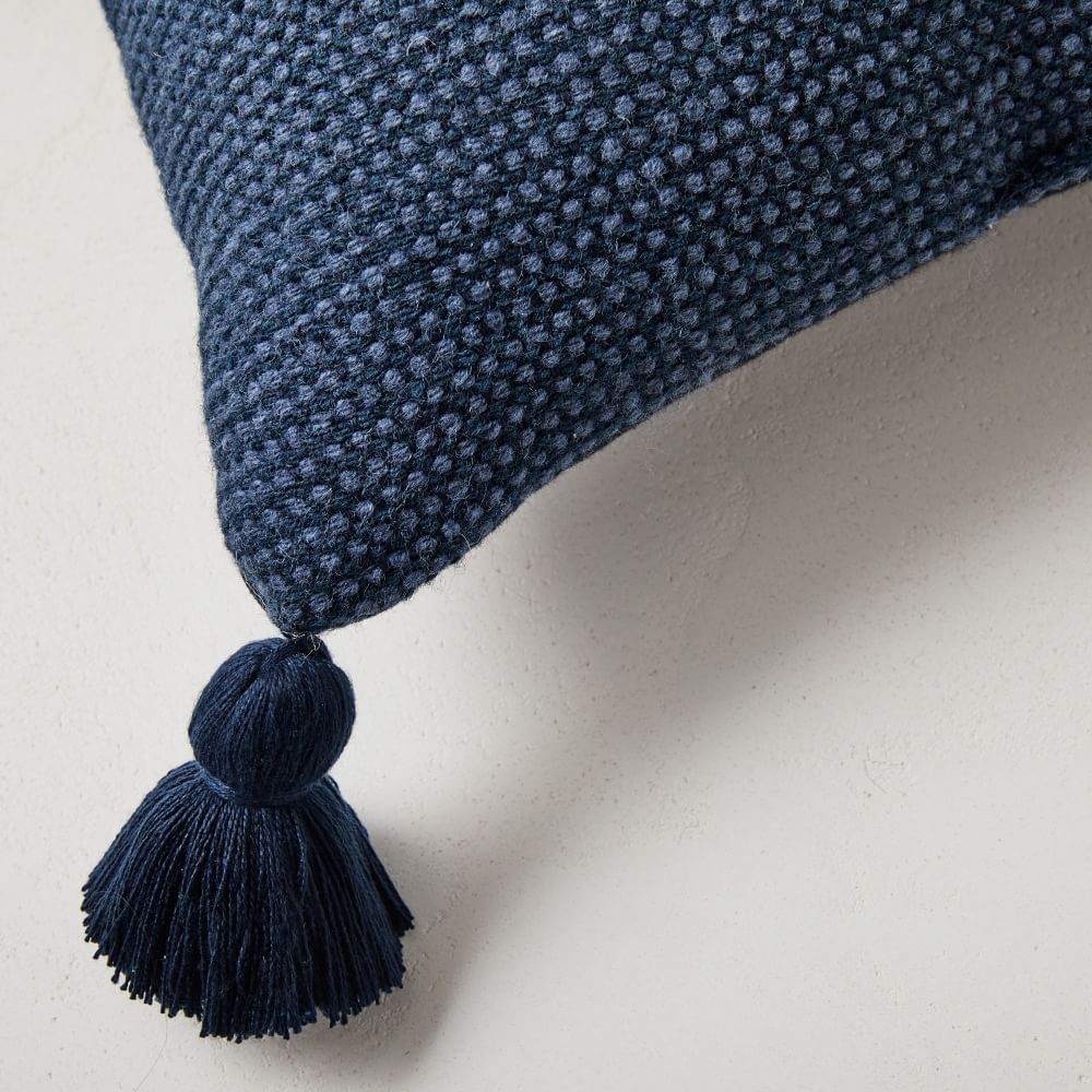 Textured Solid Tassel Indoor or Outdoor Pillow With Insert-21"x12" thumbnail 3