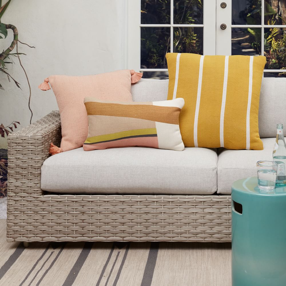Textured Solid Tassel Indoor or Outdoor Pillow With Insert-21"x12" thumbnail 2