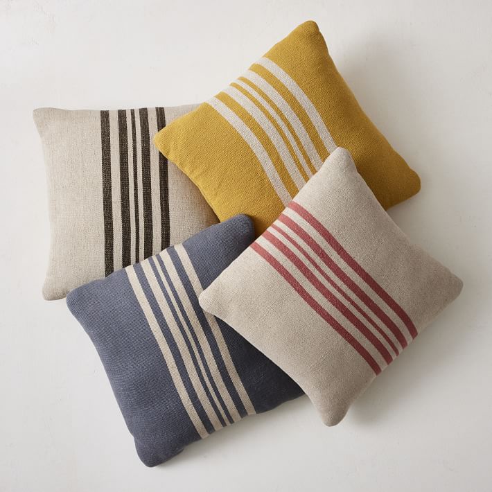 Natural Center Stripe Indoor Outdoor Pillow With Insert-18"x18" thumbnail 3