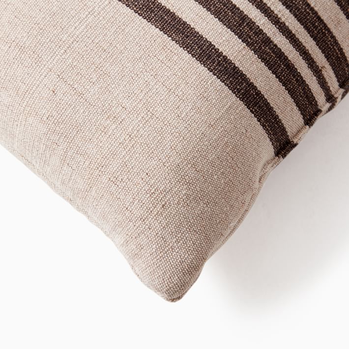 Natural Center Stripe Indoor Outdoor Pillow With Insert-18"x18" thumbnail 4