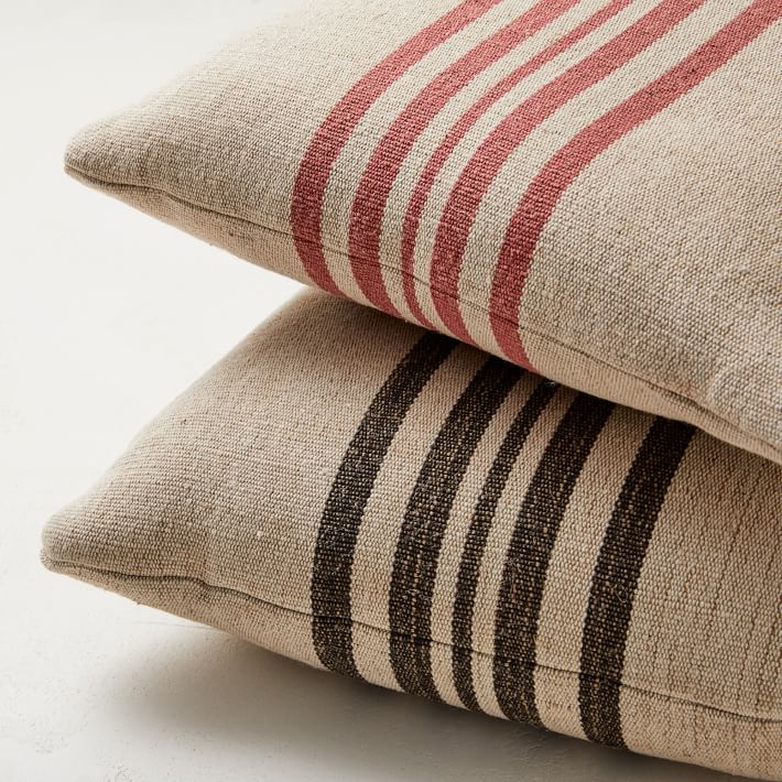 Natural Center Stripe Indoor Outdoor Pillow With Insert-18"x18" thumbnail 2