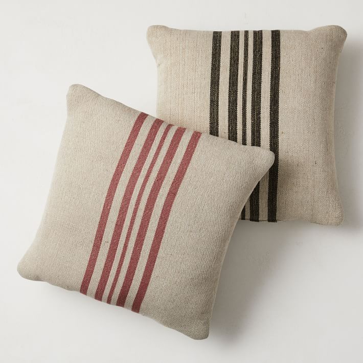 Natural Center Stripe Indoor Outdoor Pillow With Insert-18"x18" thumbnail 3