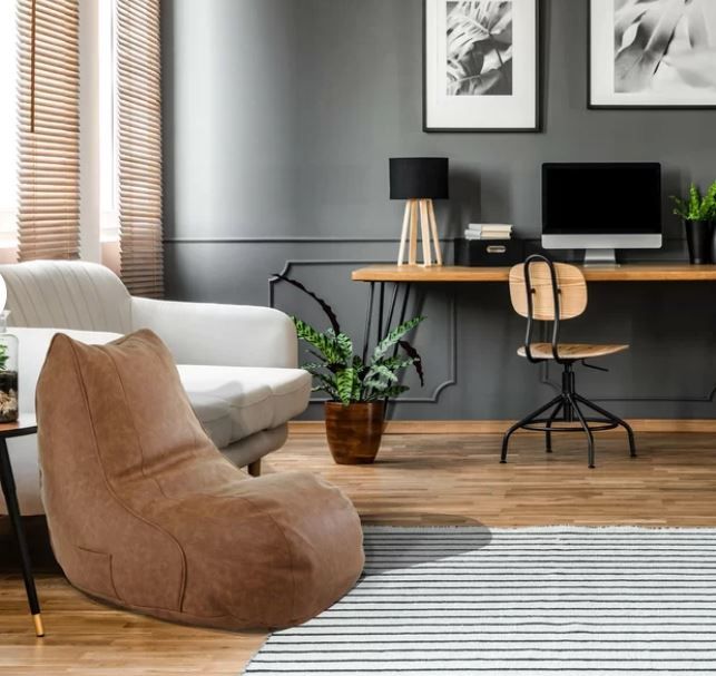 Small Faux Leather Bean Bag Chair thumbnail 3