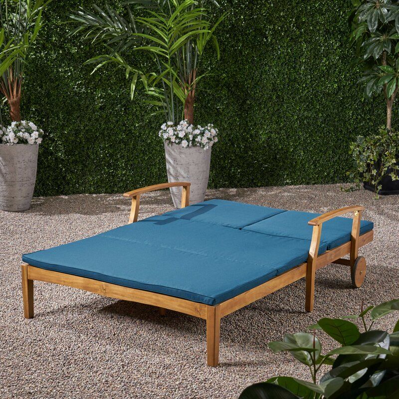 Tamer  Long Reclining Acacia Double Chaise with Cushions thumbnail 6