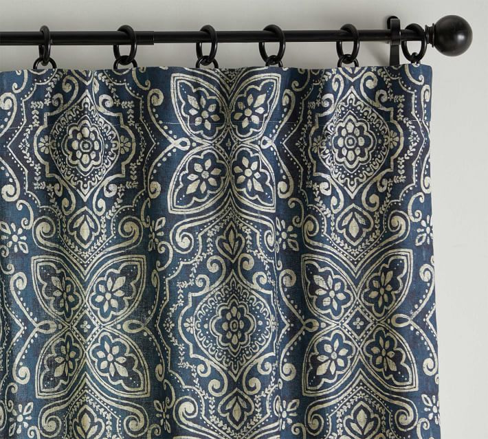 Emina Print Linen/Cotton Rod Pocket Curtain thumbnail 3