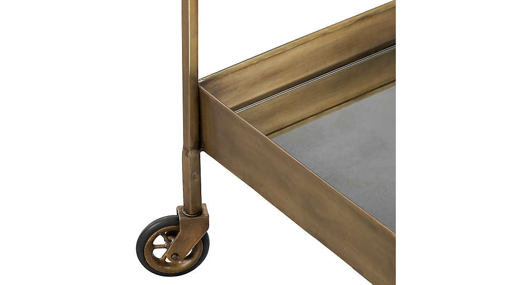 Libations Antique Brass Bar Cart thumbnail 2