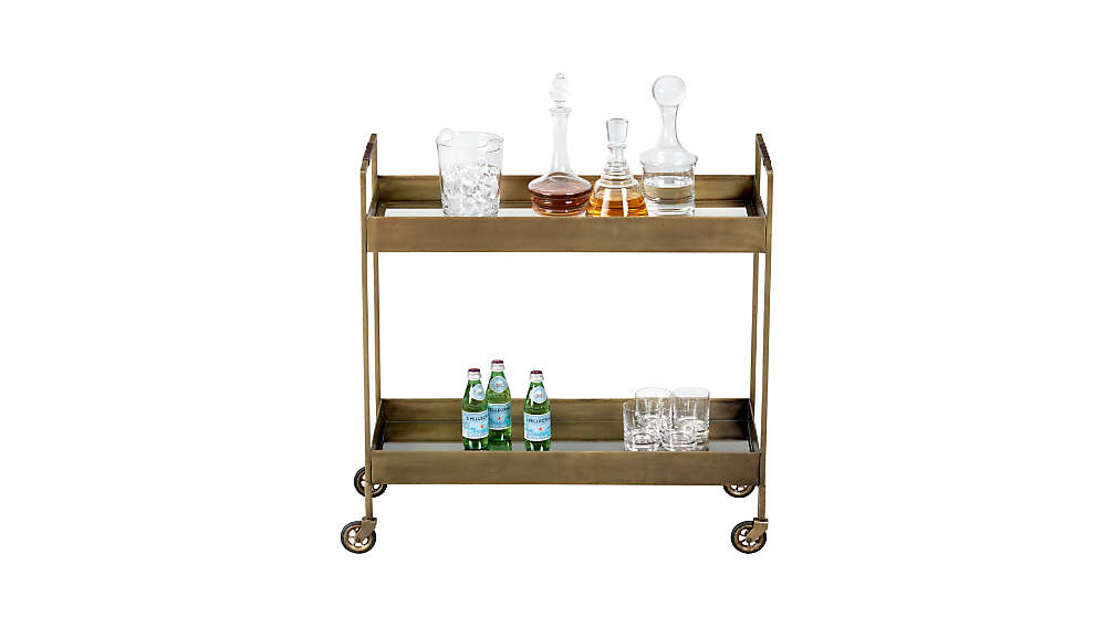 Libations Antique Brass Bar Cart thumbnail 6