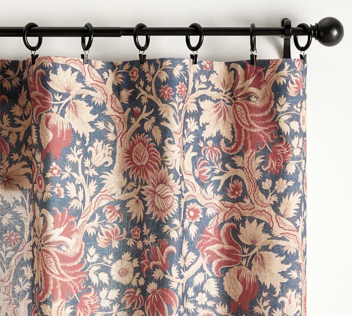 Farrell Print LinenCotton Rod Pocket Curtain thumbnail 2